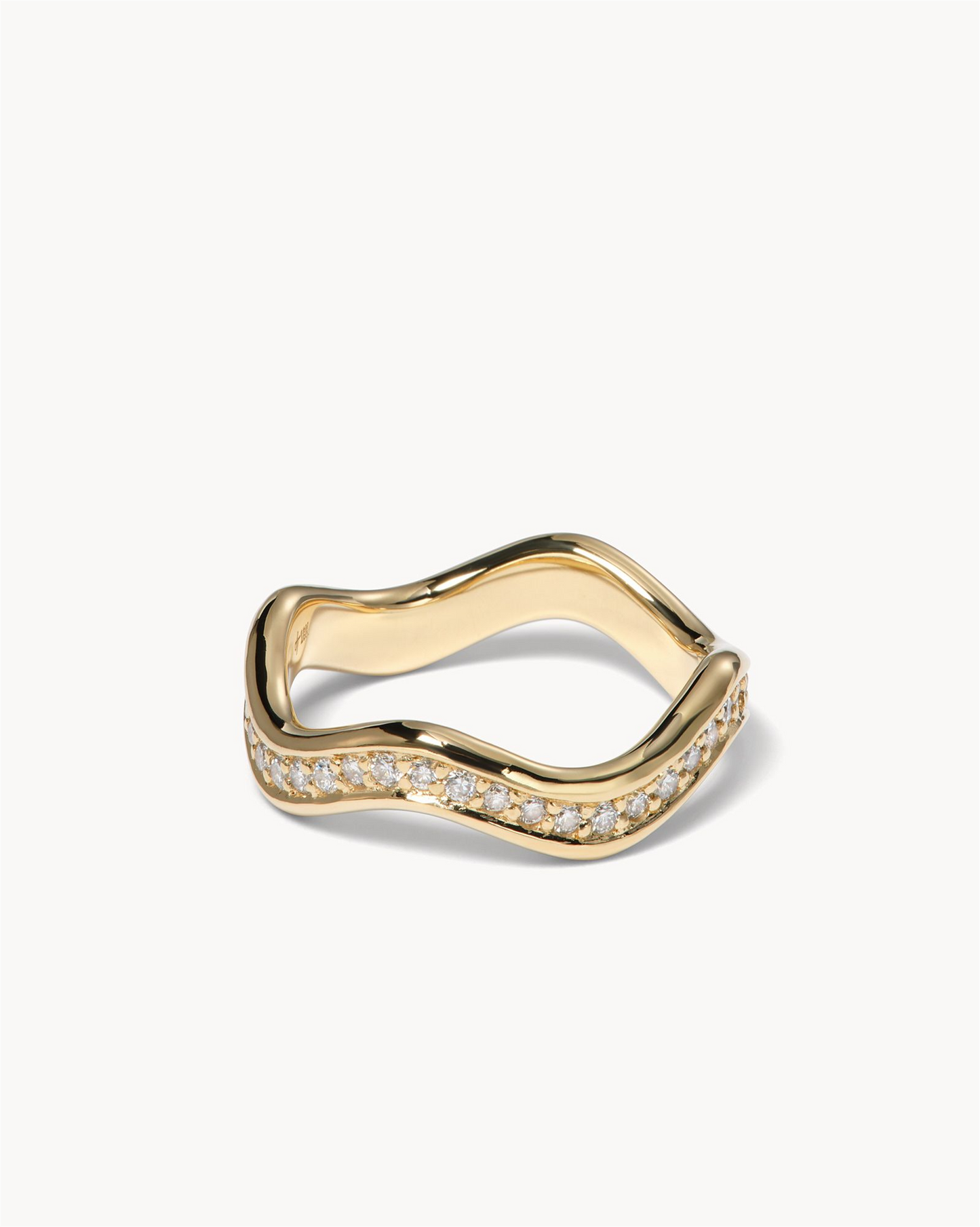 Jamie Turner Thick Curve Stacking Ring w/ Diamonds  in 18k Yellow Gold