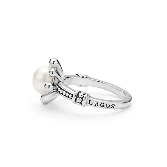 Lagos Fleur Pearl Ring in Sterling Silver