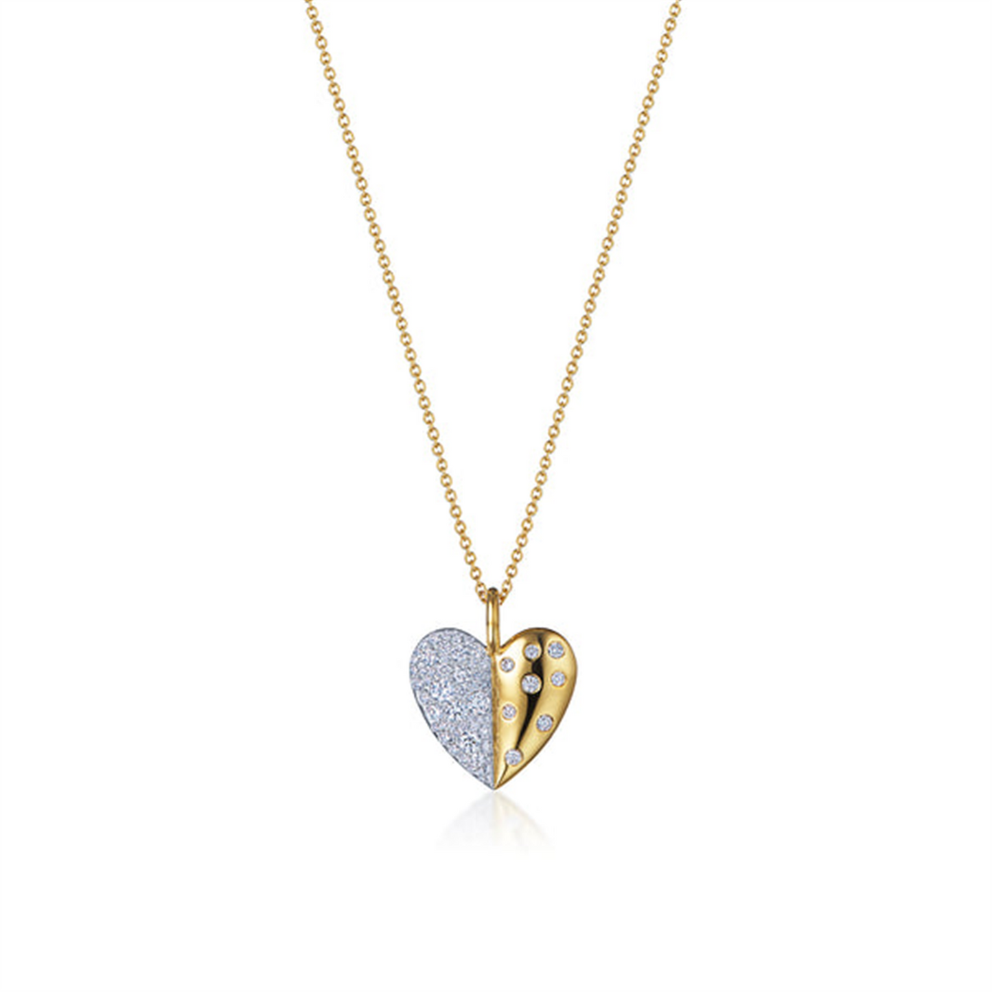 Kwiat Cobblestone Diamond Heart Pendant Necklace in 18k Two-Tone