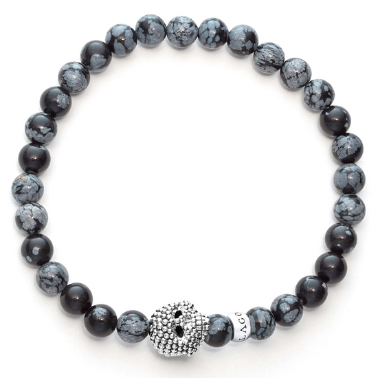 Lagos Snowflake Obsidian Skull Bracelet