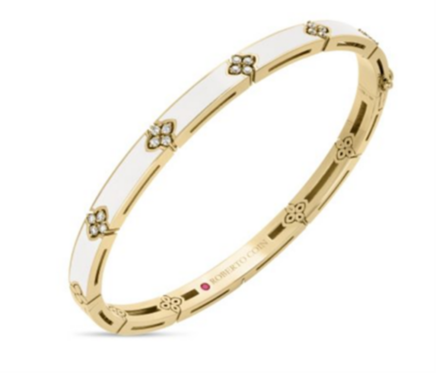 Roberto Coin Love in Verona Diamond & White Enamel Bangle