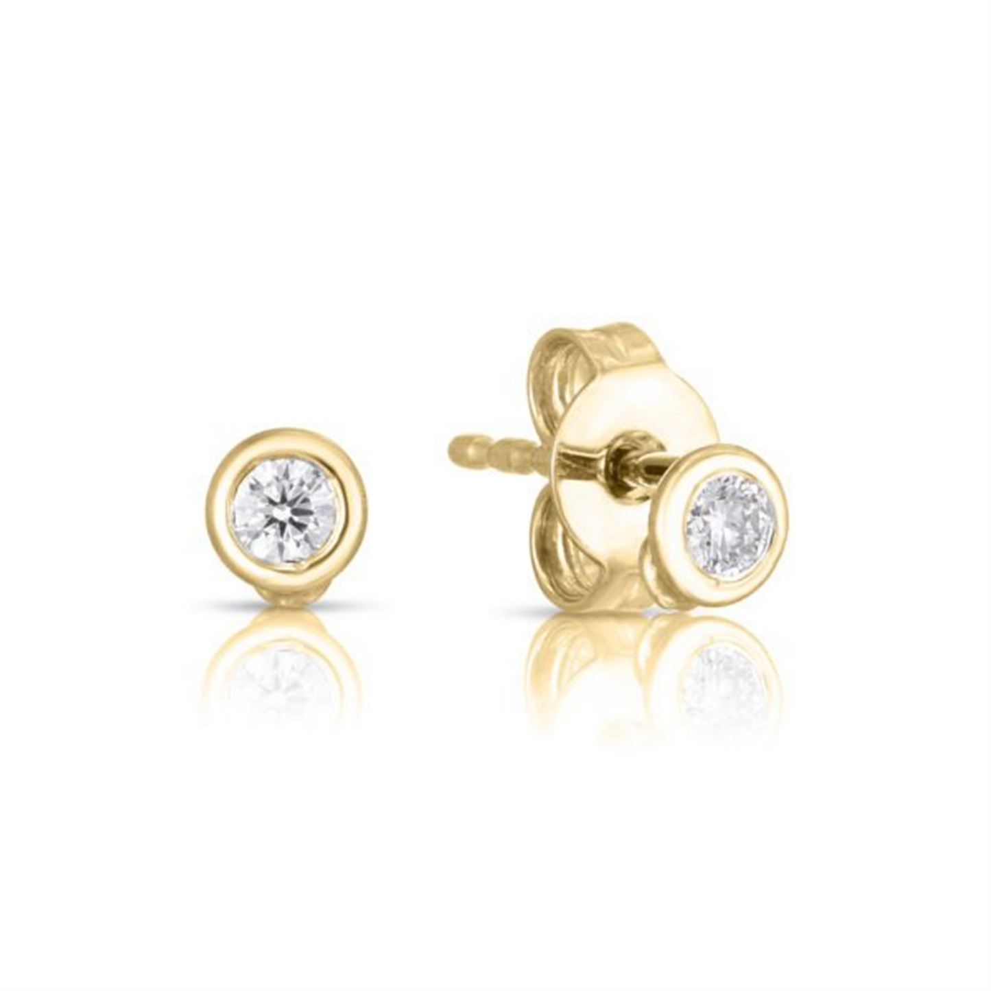 Roberto Coin Bezel Set Diamond Studs in 18k Gold