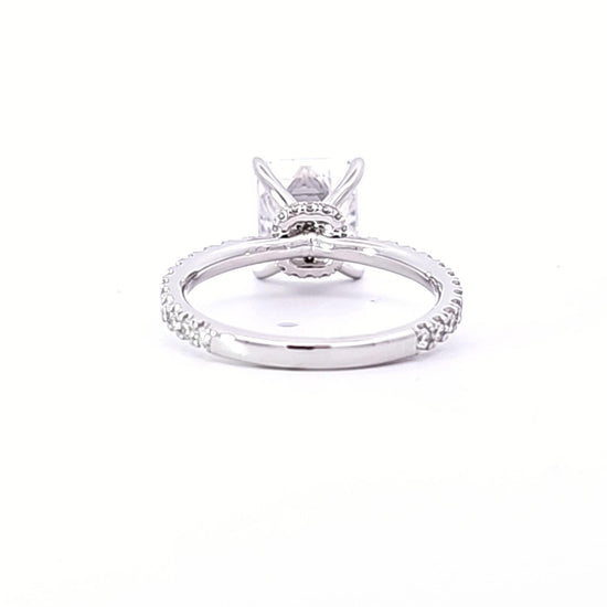 Radiant Center w/ Hidden Diamond Halo & Diamond Sides Semi-Mount Engagement Ring