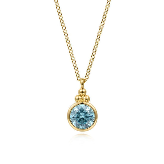 Gabriel & Co. Gold Blue Topaz Bujukan Drop Pendant Necklace