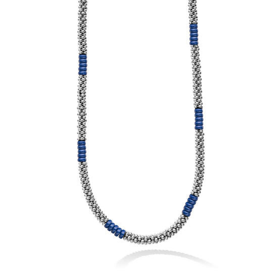 Lagos Ultramarine Silver Station Ceramic Beaded Necklace