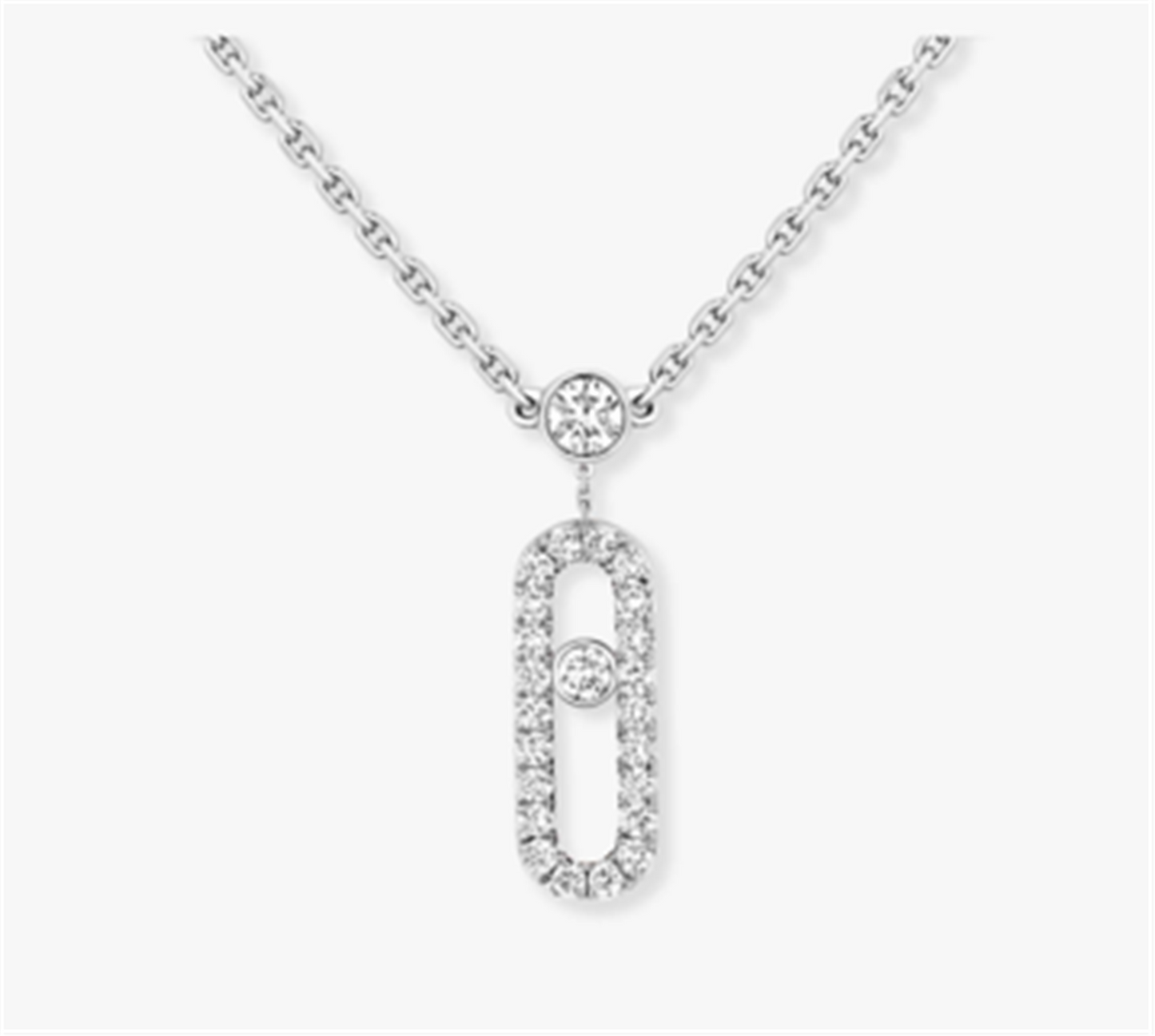 Messika Move Uno Two-Row Diamond Pavé Necklace in 18k White Gold