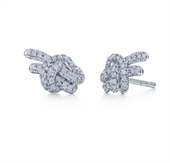 Kwiat Petite Knot Diamond Earrings in Platinum