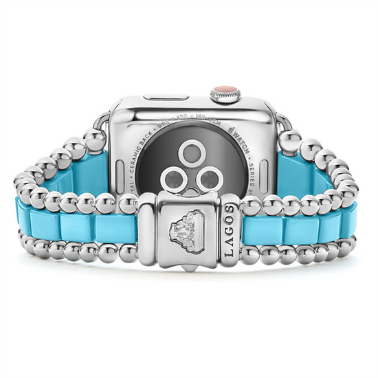 Lagos Blue Ceramic & Stainless Steel Watch Bracelet - 42 - 49mm