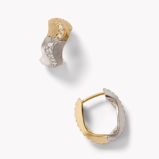 Jamie Turner Two-Tone Gold Spur Huggies w/ Diamonds