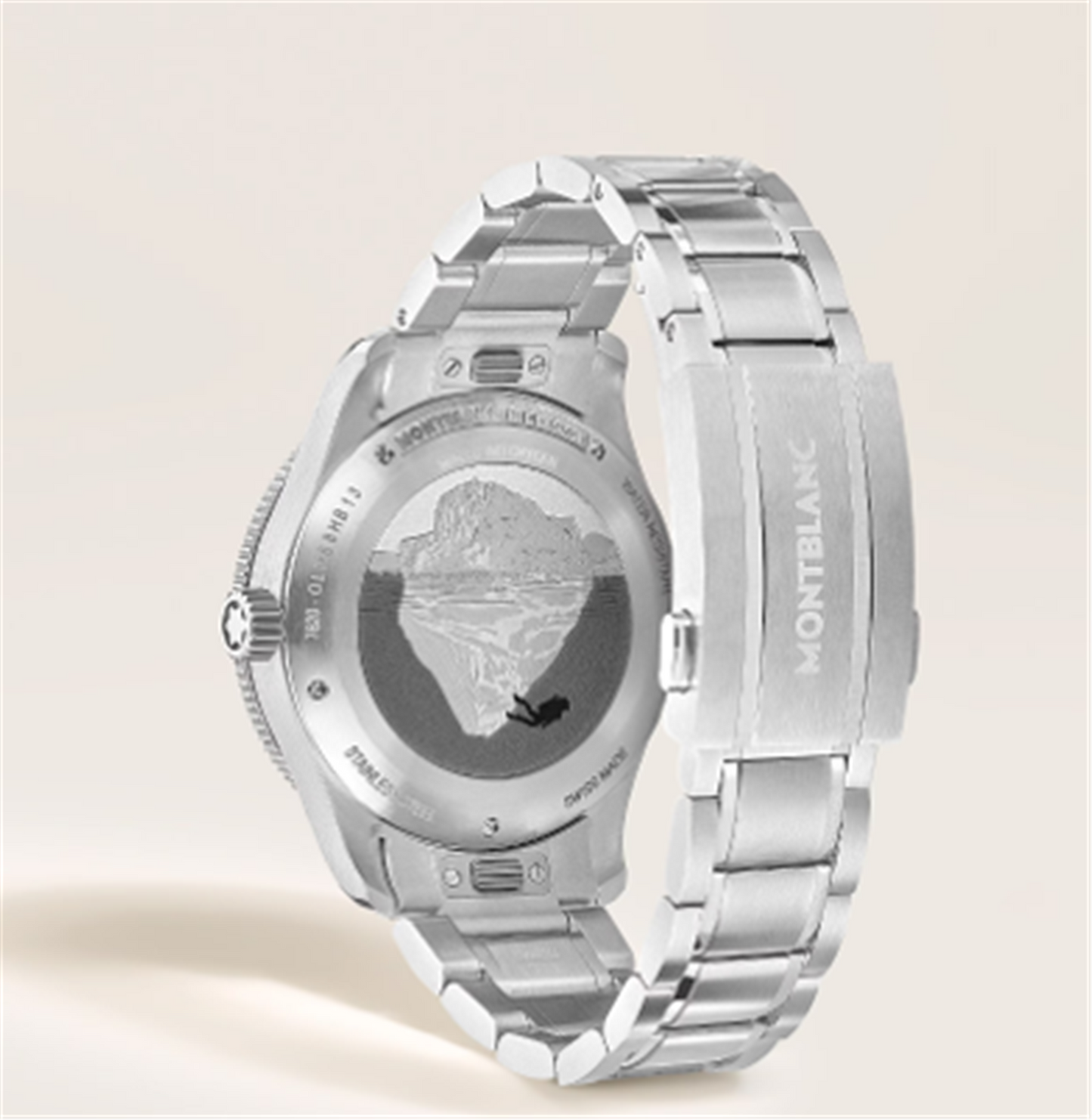 MontBlanc Iced Sea Automatic Date 0 Oxygen 38mm w/ White Glacier Dial & Stainless Steel Bracelet