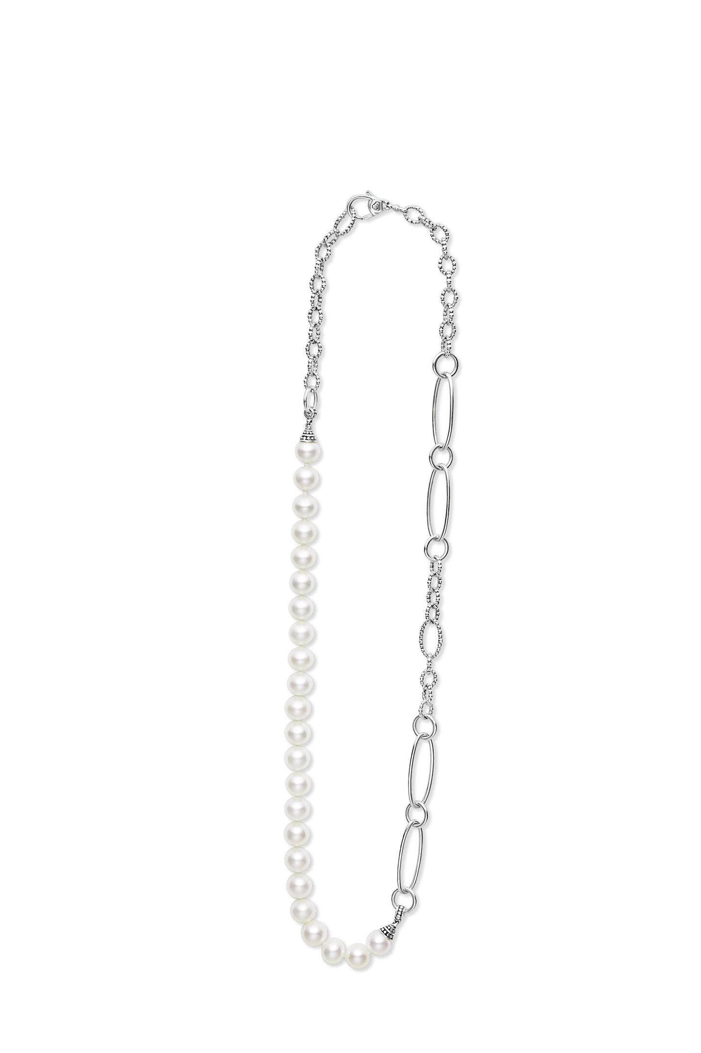 Lagos Pearl Link Necklace in Sterling Silver