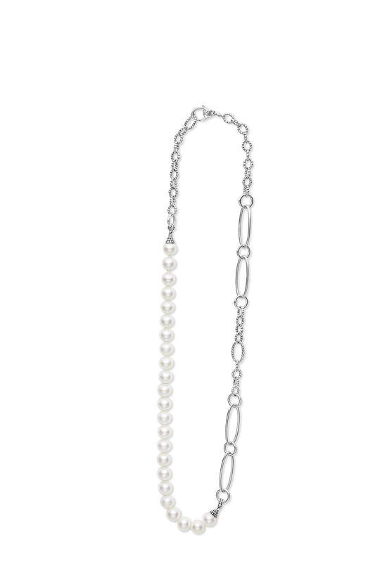 Lagos Pearl Link Necklace in Sterling Silver