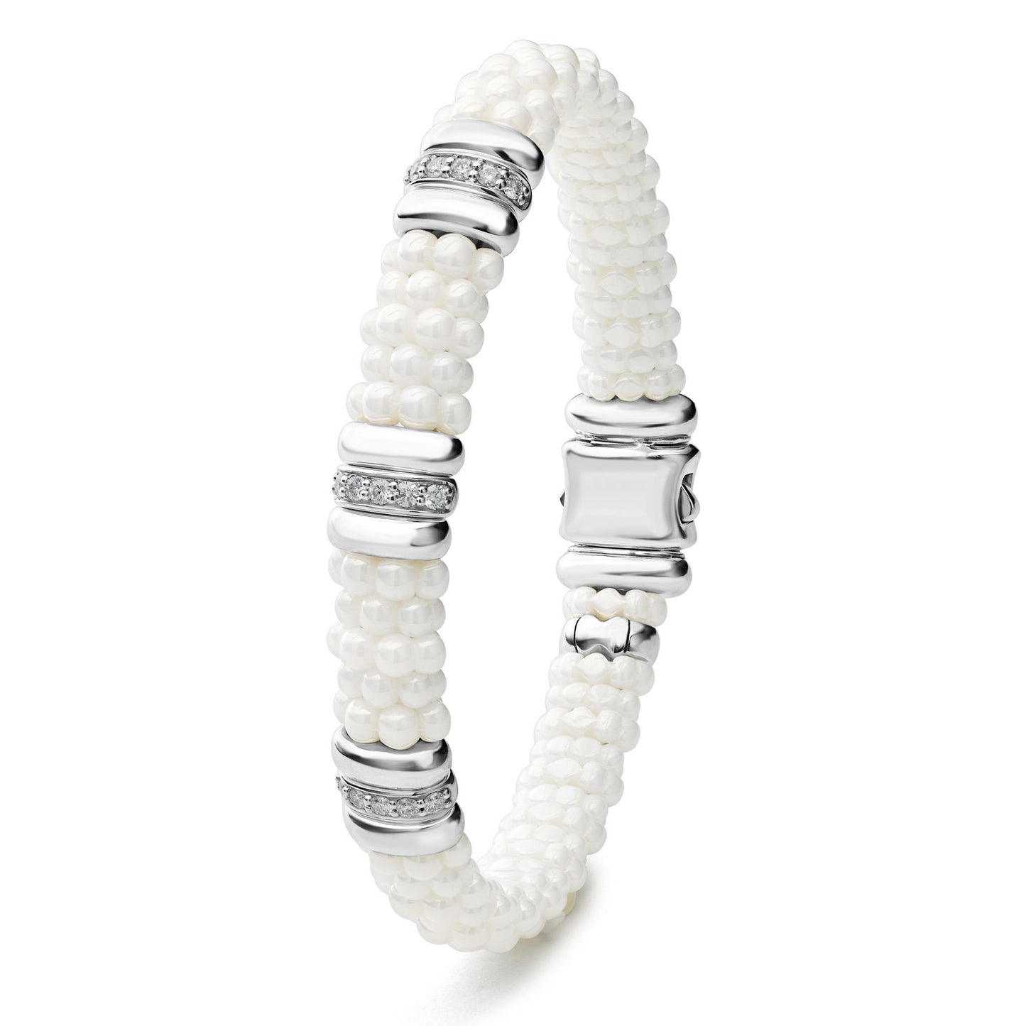 Lagos White Three Station Ceramic Diamond Bracelet