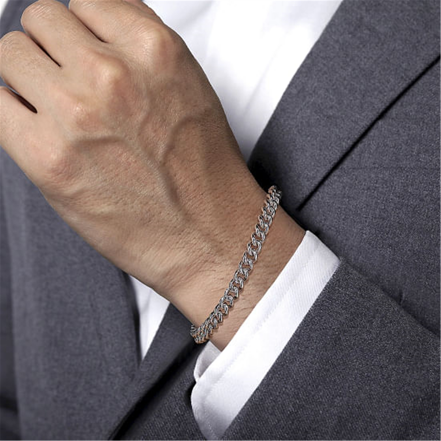 Gabriel & Co. 925 Sterling Silver Mens Link Chain Bracelet