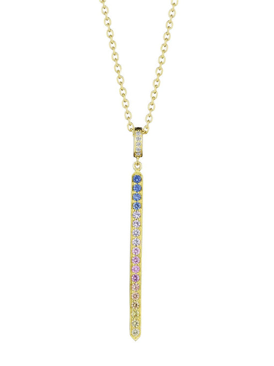 Penny Previllle Rainbow Sapphire Pointed Bar Clip-On Pendant