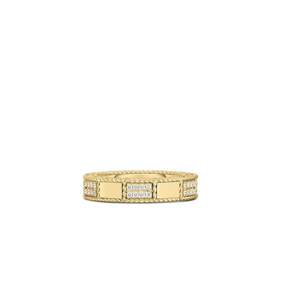 Roberto Coin Yellow Gold Diamond Art Deco Ring