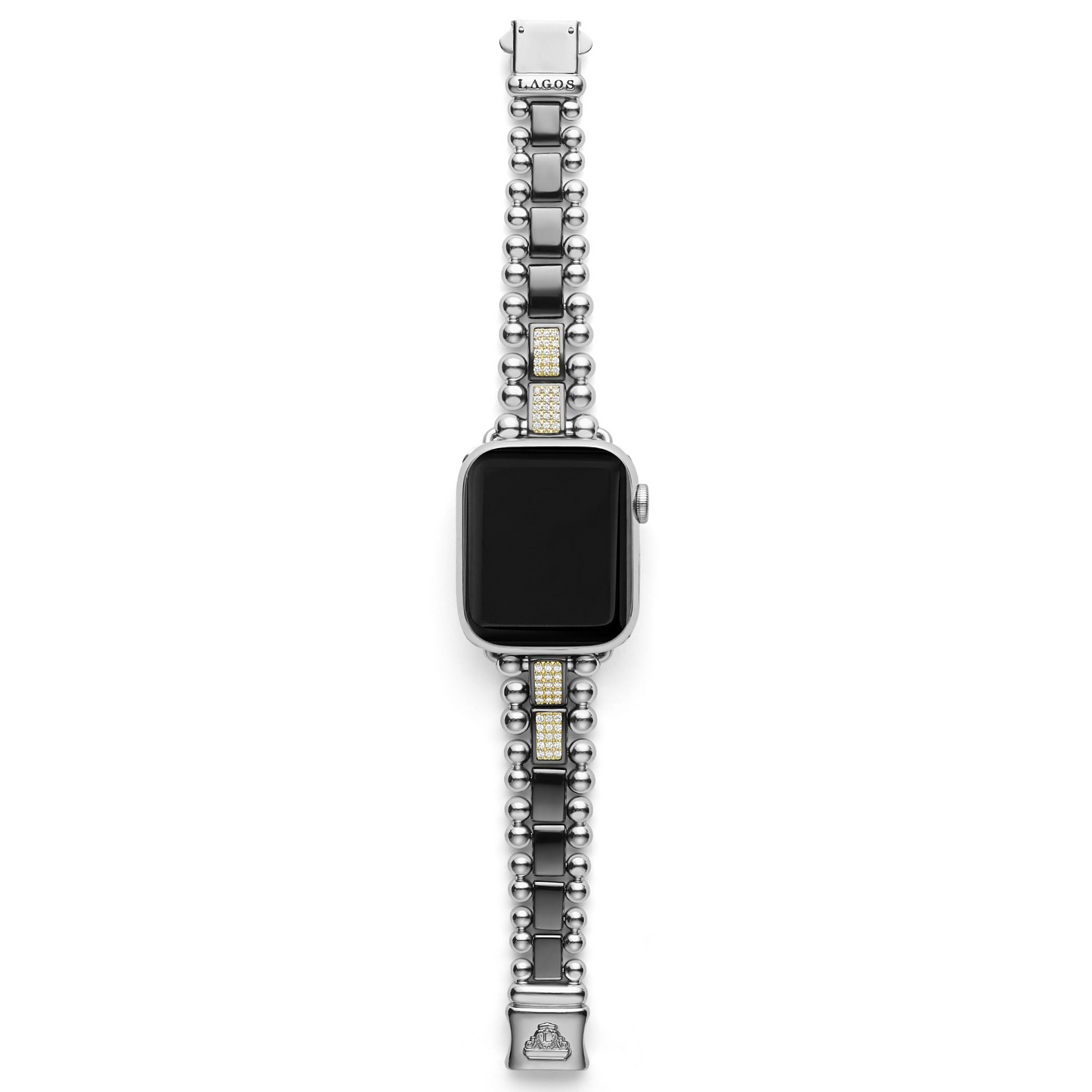 Lagos Black Ceramic Half Diamond Watch Bracelet - 38-45mm