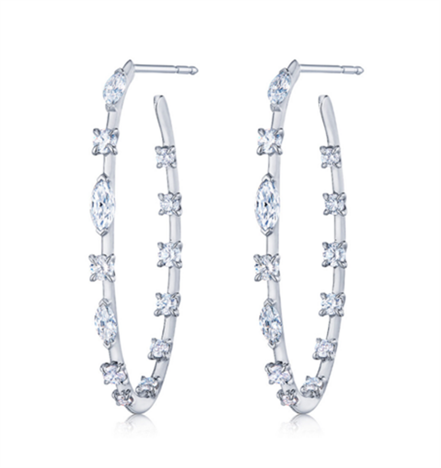 Kwiat Starry Night Hoop Earrings with Round & Marquise Diamonds