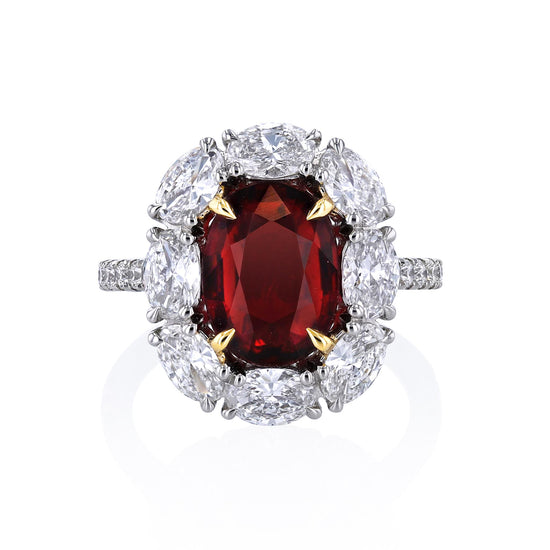 Couture 3.5ct Oval-Cut Ruby w/ Pavé Diamond Halo & Shank