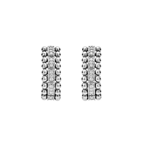 Lagos Caviar Beaded Diamond Huggie Earrings