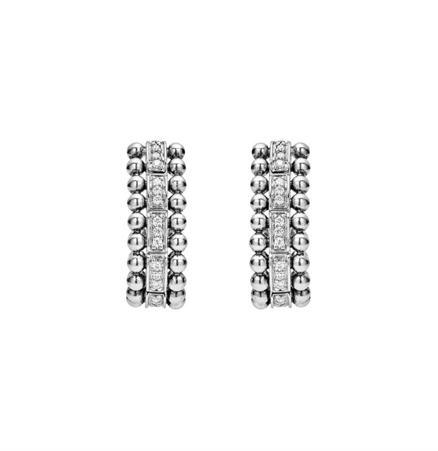 Lagos Caviar Beaded Diamond Huggie Earrings