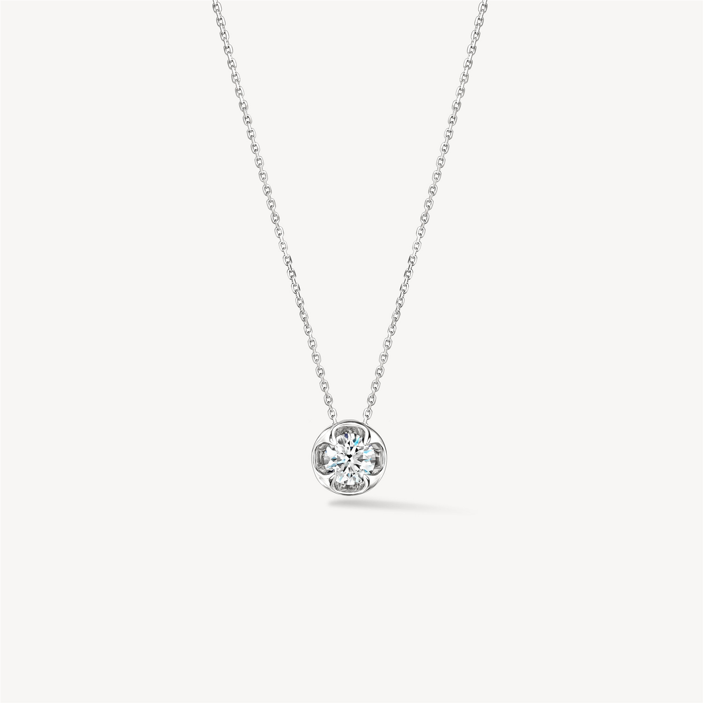 Hearts on Fire Whimsical Circle Single Diamond Pendant Necklace in 18k White Gold