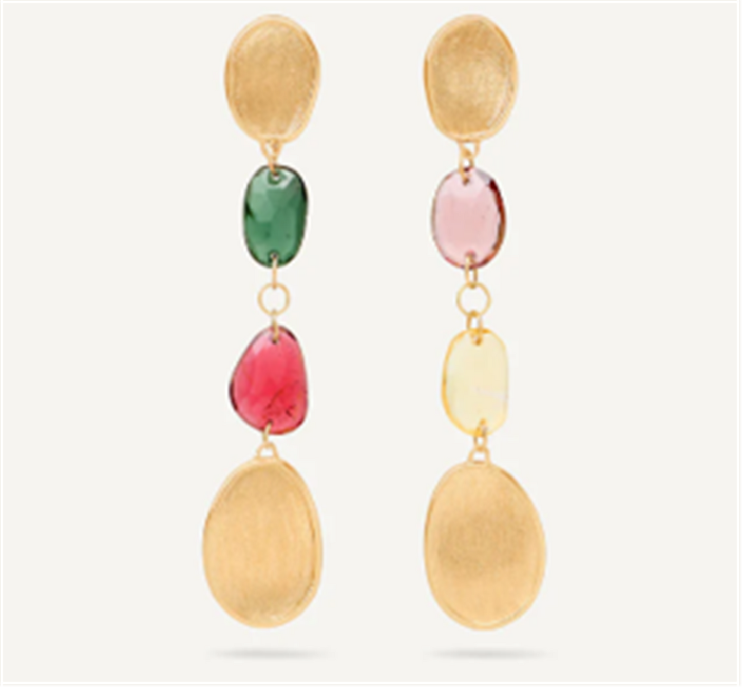 Marco Bicego Lunaria Mixed Tourmaline Drop Earrings in 18k Gold
