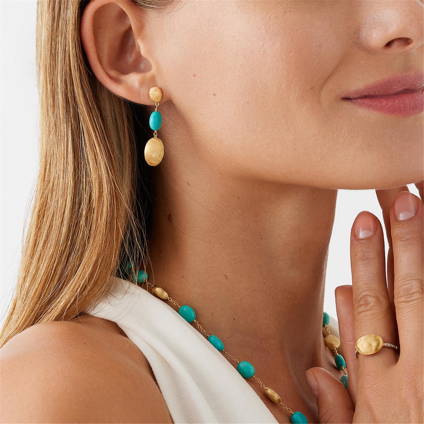 Marco Bicego Siviglia Turquoise And Gold Station Earrings