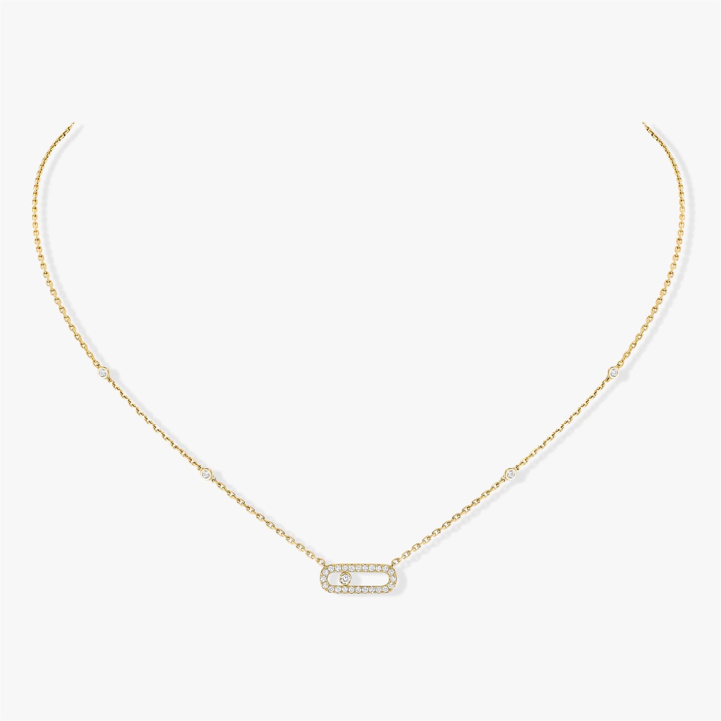 Messika Move Uno  Pavé Necklace in 18k Gold & 1/4ct Diamonds