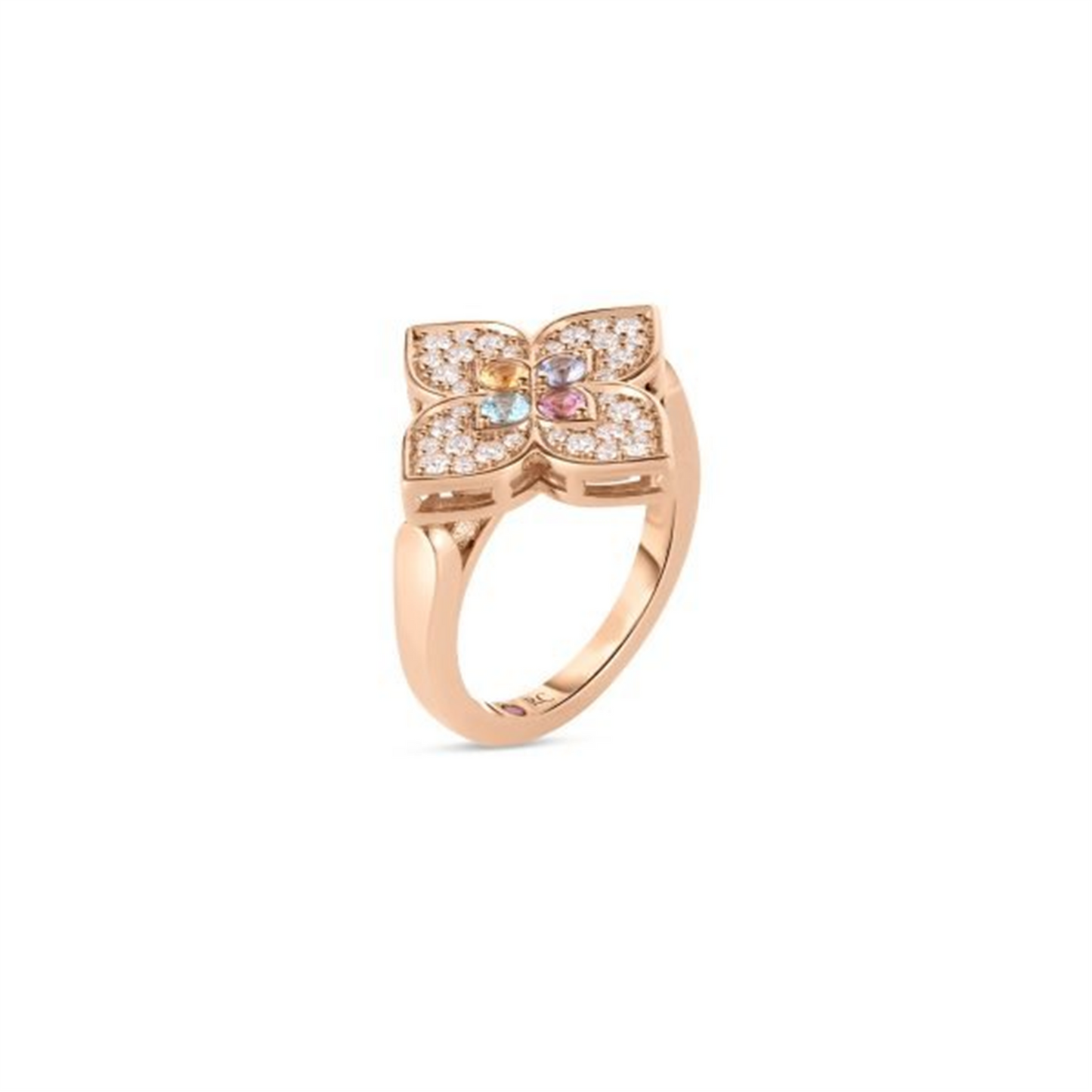 Roberto Coin Venetian Princess Carnavale Small Pavé Mixed Stone Flower Ring