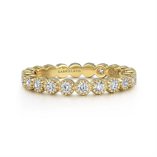 Gabriel & Co. Gold Diamond Bezel Setting Eternity Stackable Ring