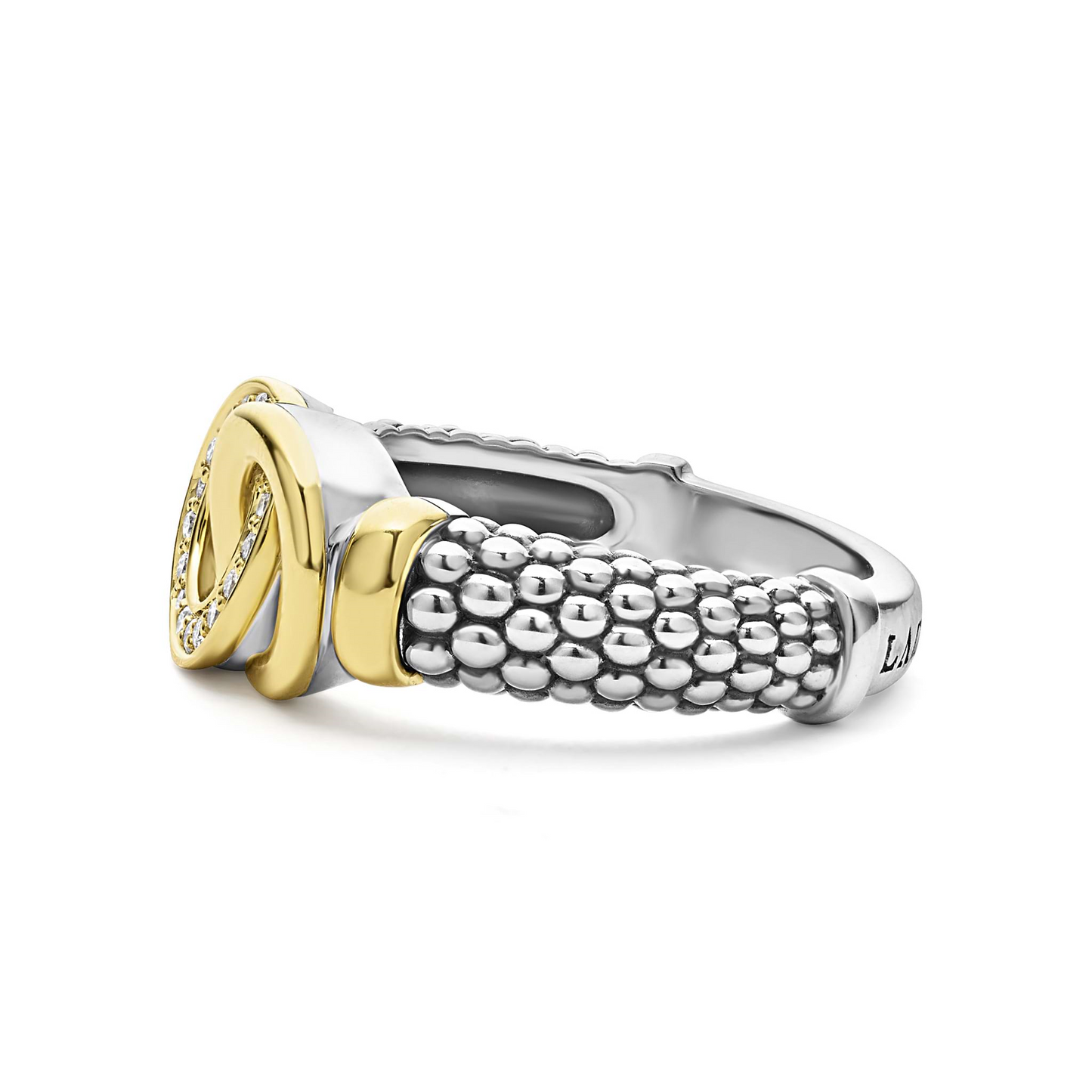 Lagos Two-Tone Interlocking Diamond Ring in Sterling Silver and 18k Gold