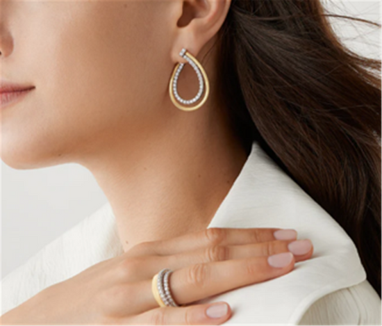 Marco Bicego Masai Diamond Pear Shape Earrings in 18k Two-Tone Gold