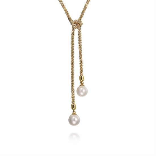 Gabriel & Co. Gold Pearl Wrap Around & Tie Necklace