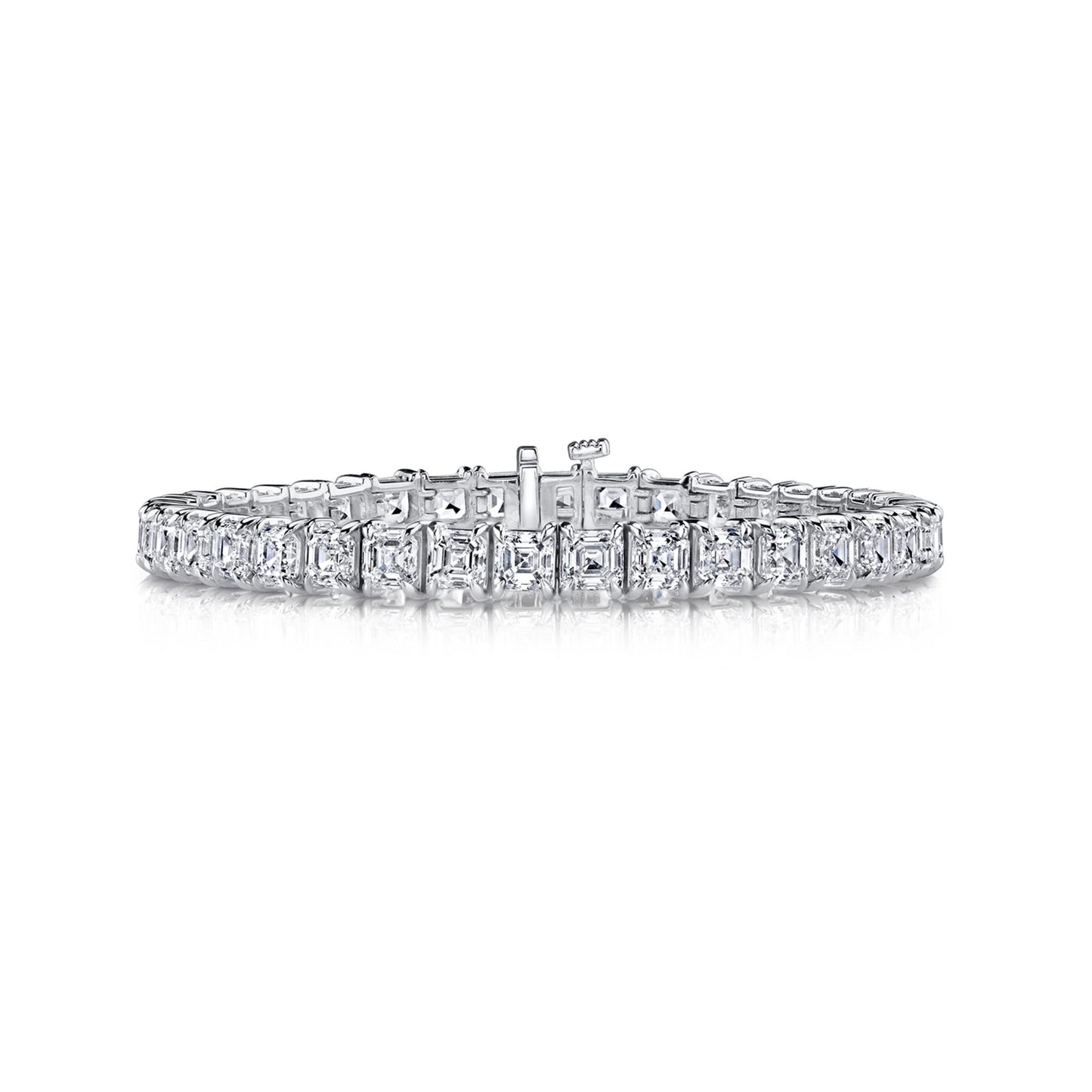 Joshua J Platinum 19ct Asscher Diamond Tennis Bracelet