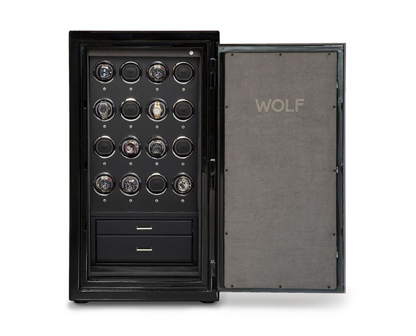 WOLF 1834 Atlas 16 PC Watch Winder Safe Onyx