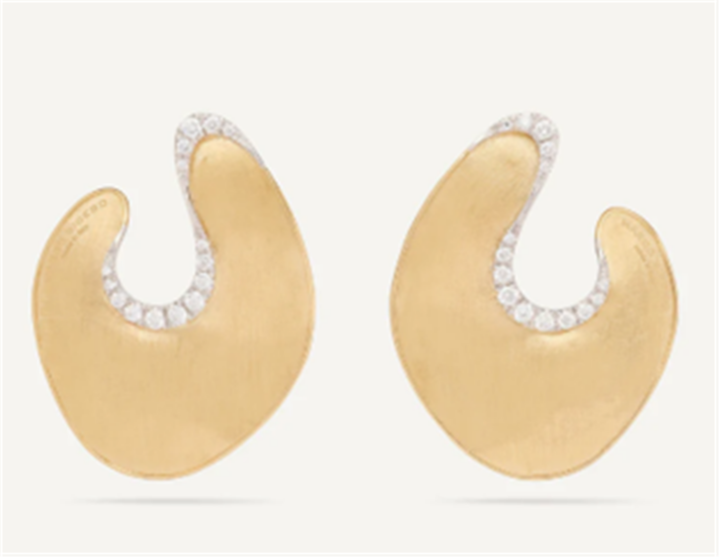 Marco Bicego Irregular Petal Statement Earrings with Diamonds in 18k Gold
