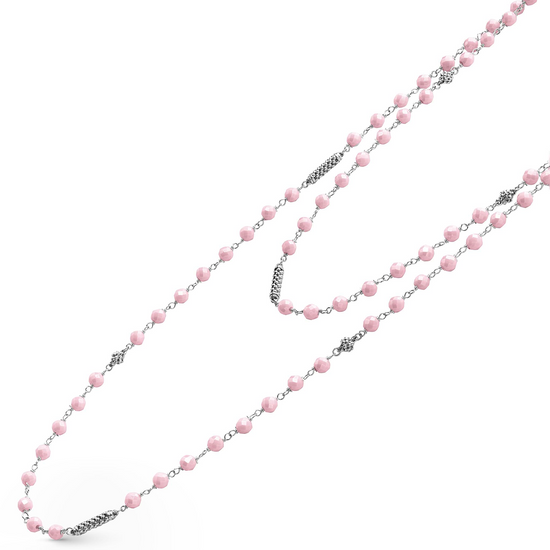 Lagos Long Pink Ceramic Beaded Necklace