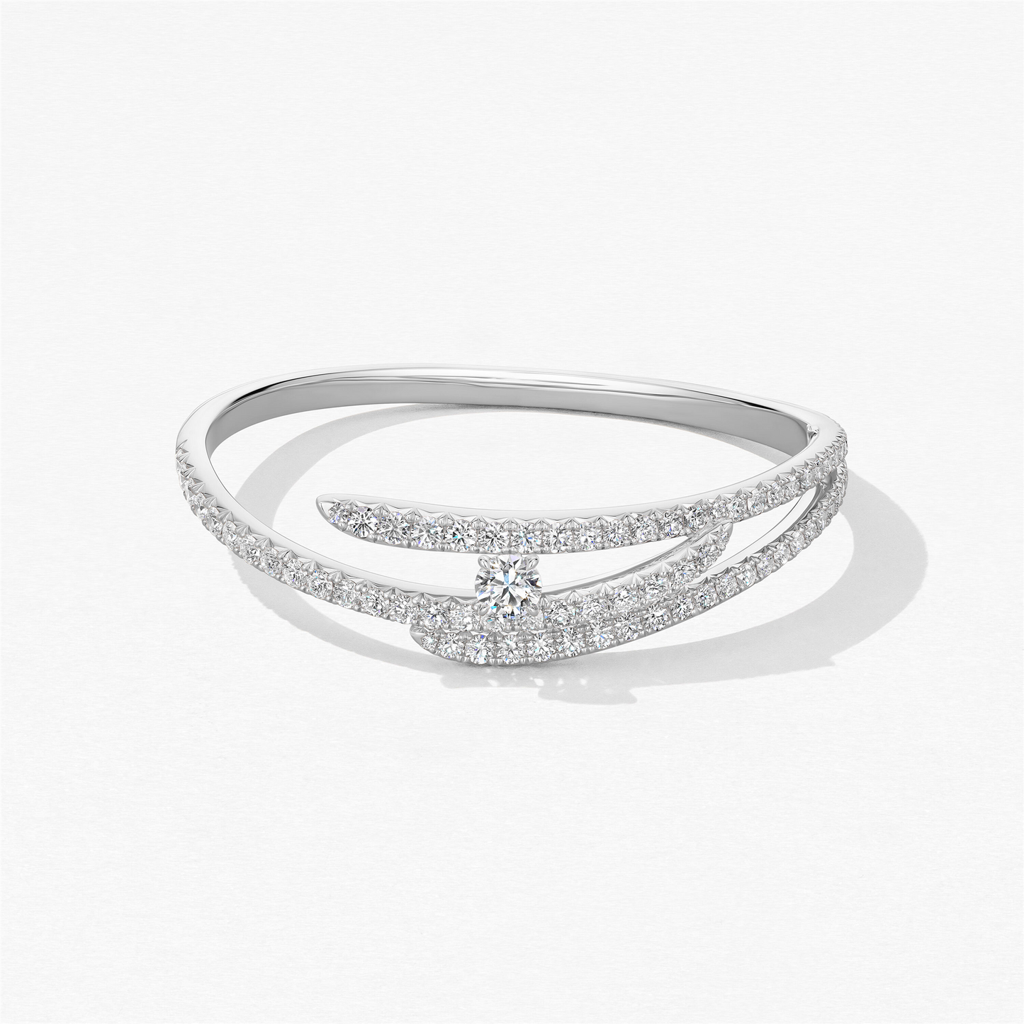 Hearts on Fire Vela Triple Row Pave Bangle in 18k White Gold