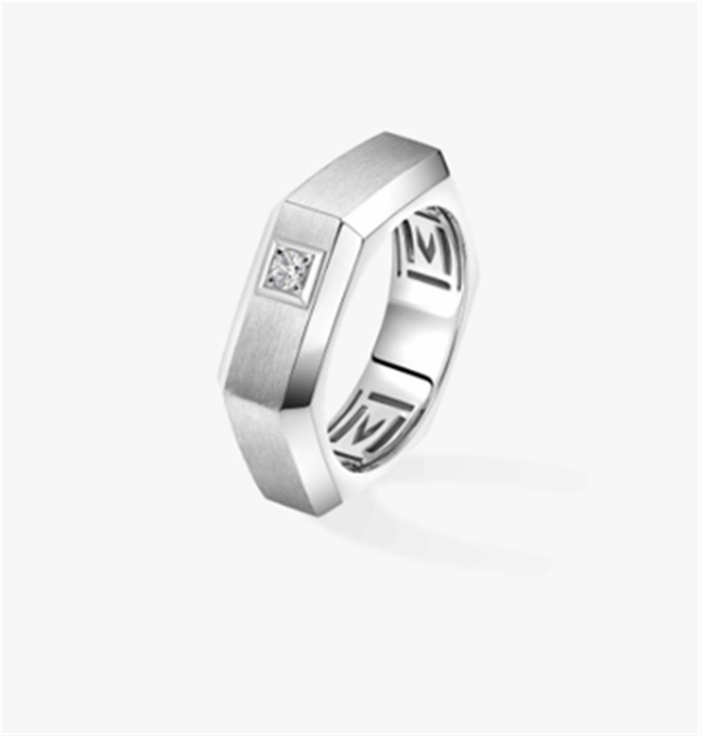 Messika Moderniste Brushed Diamond Ring, Medium in 18k White Gold