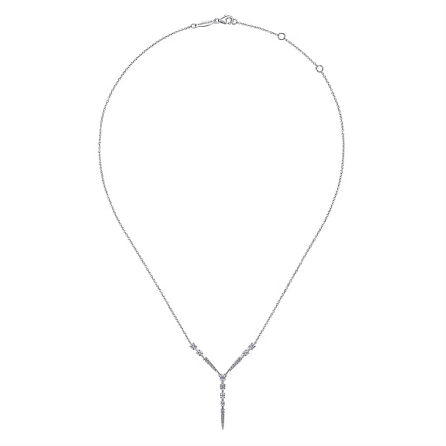 Gabriel & Co. White Gold Diamond Station Y Necklace