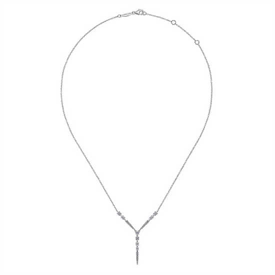 Gabriel & Co. White Gold Diamond Station Y Necklace