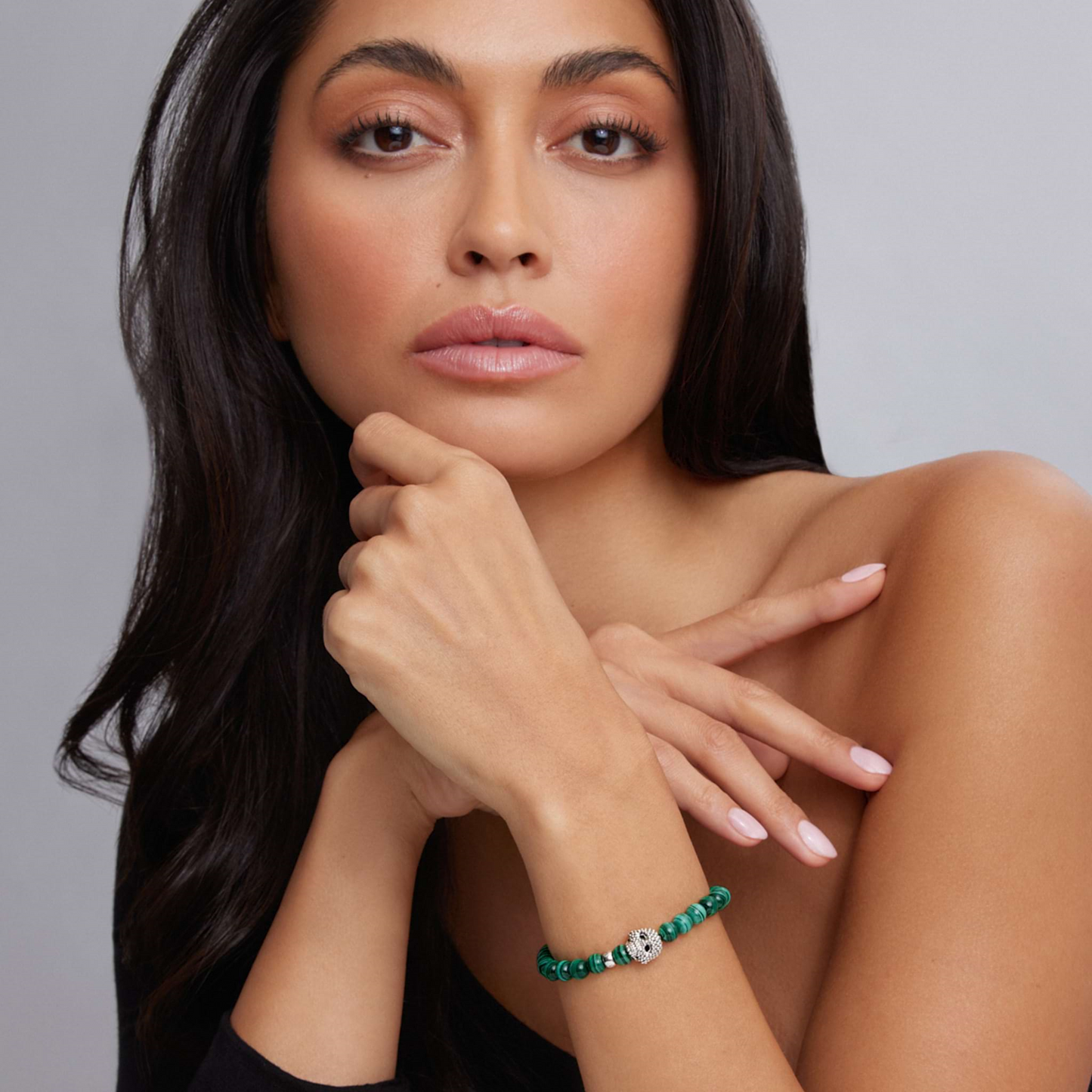 Lagos Malachite Skull Bracelet