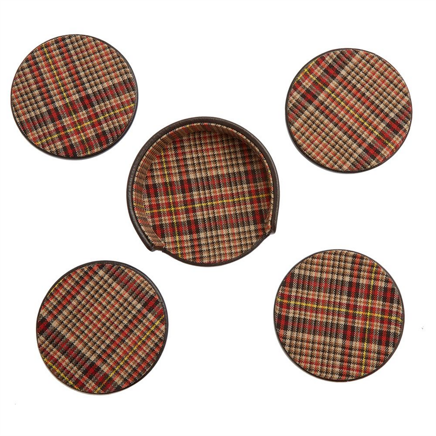 WOLF WM Brown Set of 4 Coasters with Case