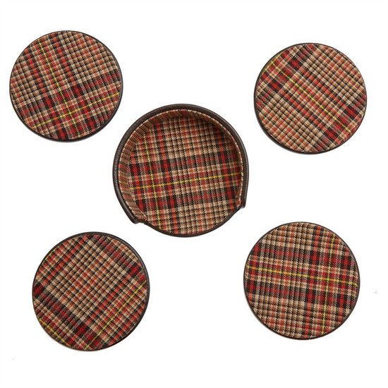 WOLF WM Brown Set of 4 Coasters with Case