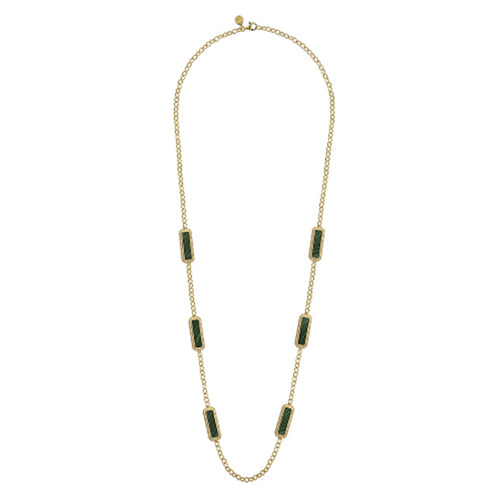 Gabriel & Co. Gold Malachite & Rope Station Necklace