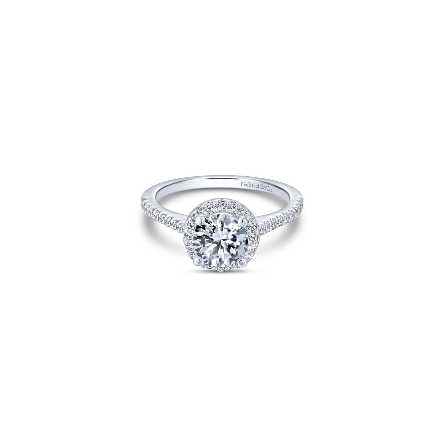 Gabriel & Co. Round Center w/ Diamond Halo & Sides Engagement Ring Setting