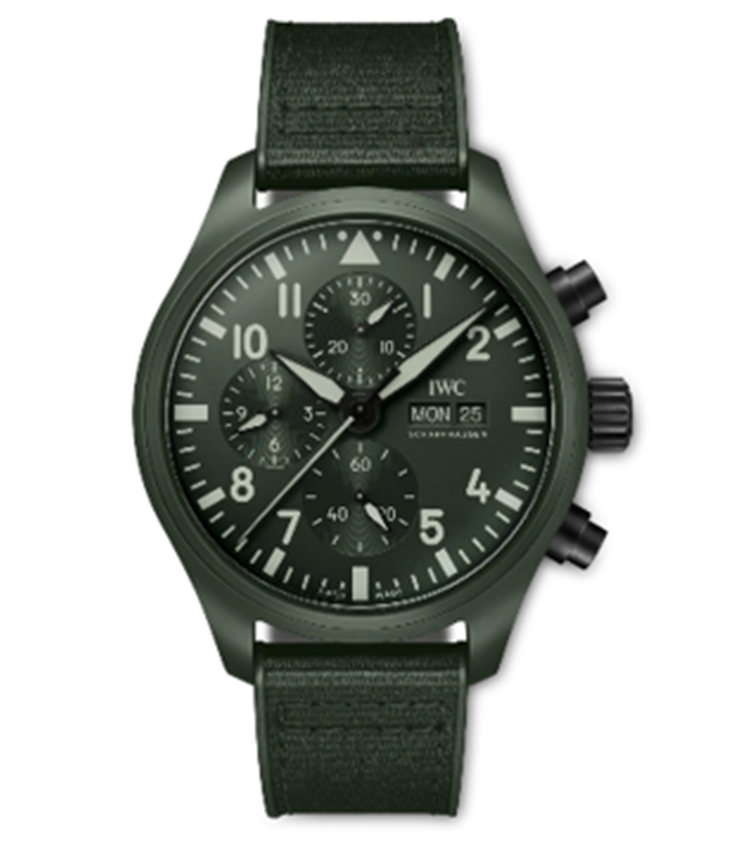 IWC Ceramic Pilot's Watch Chronograph Top Gun 44mm "Woodland" Edition - Green Dial & Green Rubber/Textile Strap