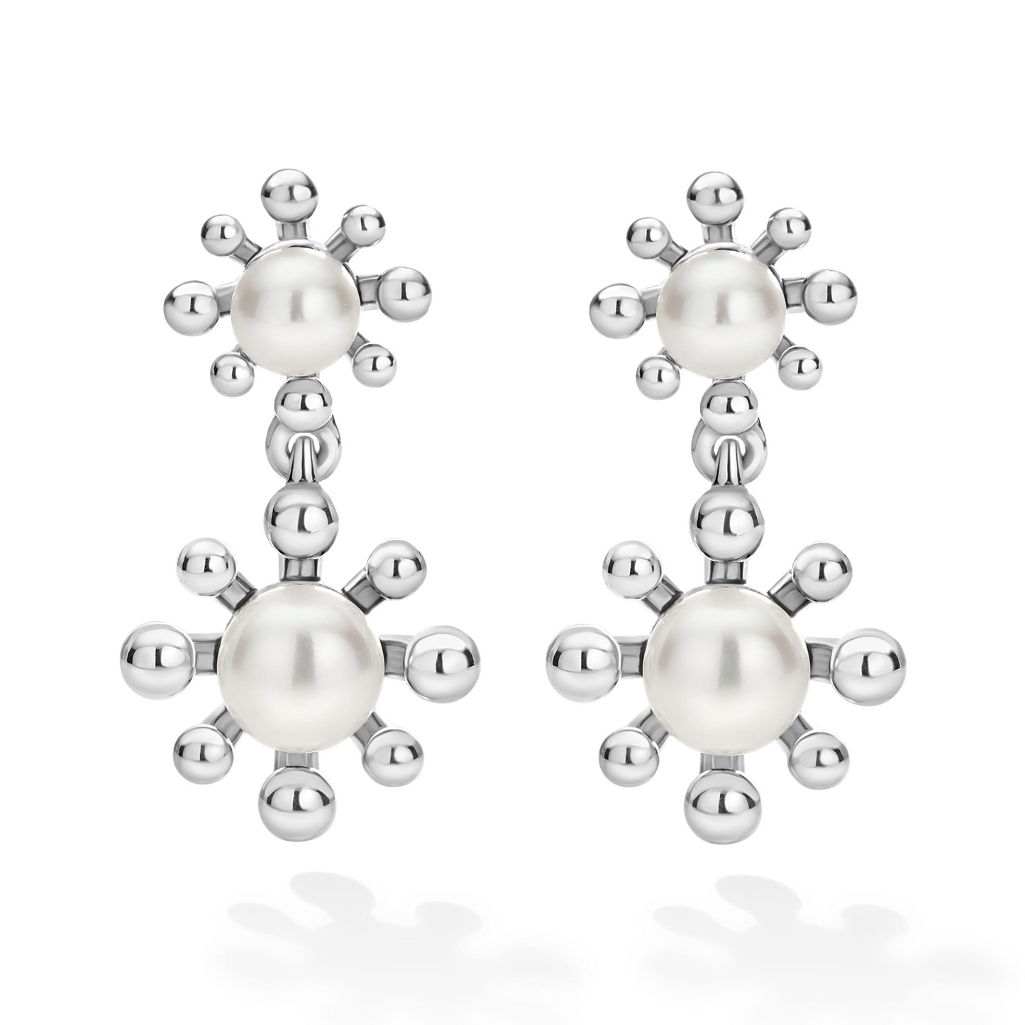 Lagos Fleur Pearl Drop Earrings in Sterling Silver