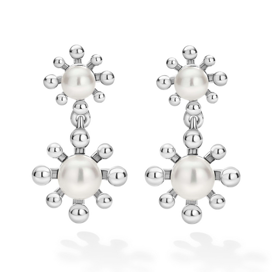 Lagos Fleur Pearl Drop Earrings in Sterling Silver